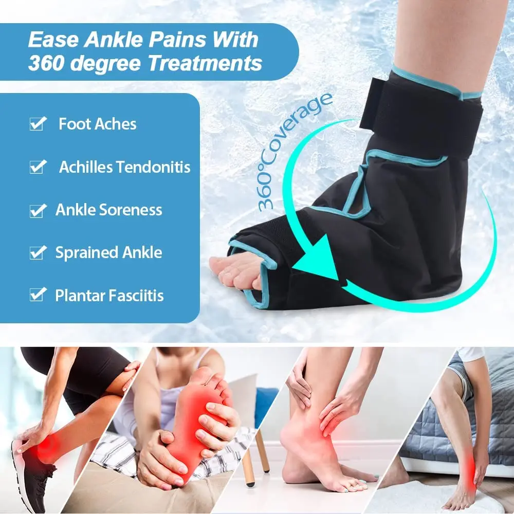 1Pcs  Ankle Foot Ice Pack Wrap For Injuries Reusable Gel Hot Cold Compress Therapy Foot Brace Support For Pain Relief Sprain