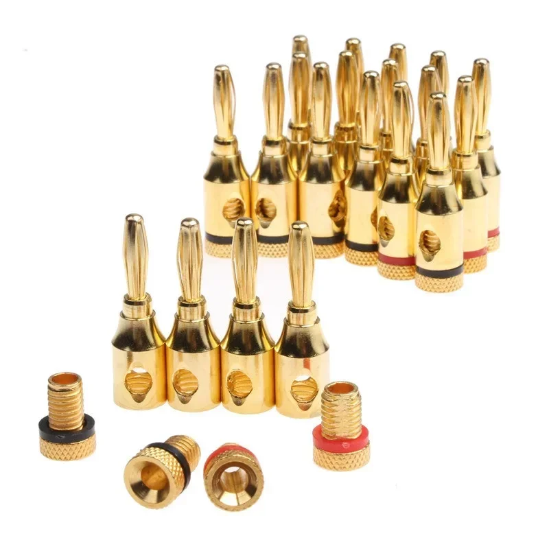 20/8Pcs 24k Gold-Plated Banana Plugs 4mm Audio Speaker Connectors for Musical Cables & Speaker Jacks Durable Pin Plugs