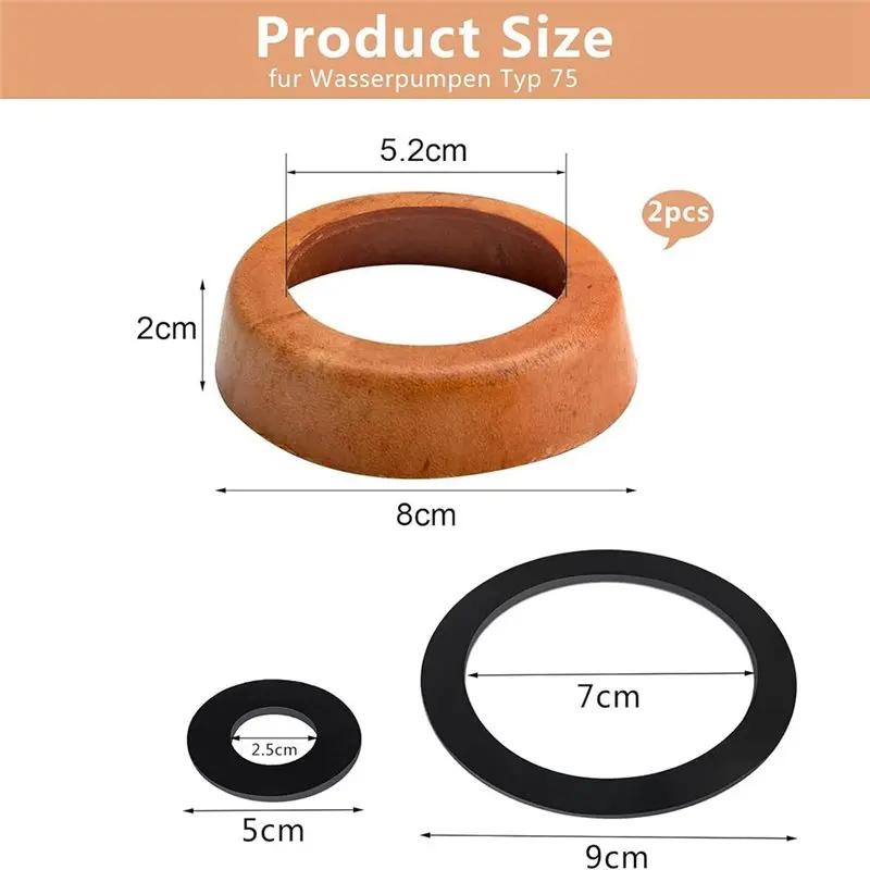 A36T-Replacement For Model 75 Garden Hand/Well Pump- Leather Cuff Piston Sleeves And Rubber O-Ring Seal Kit(3 Sets)