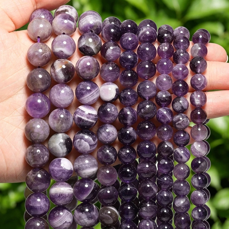 Perles rondes en pierre naturelle améthyste, cristaux de guérison, pour la fabrication de bijoux, accessoires de bracelet, 4 6 8 10 12mm
