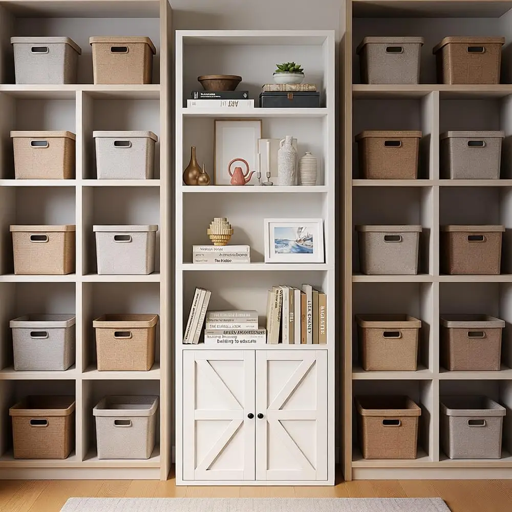 

6 Tier 71 Tall Wooden Bookshelf with Door Storage Shelves Organizer, Floor Standing Display Cabinet Shelves, Home Decor Furnitur