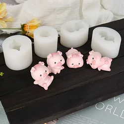 4pcsCute Pig Mold with Different Shapes，Silicone Mold Set Animal Shape，Soft and Elastic，Perfect for Resin、Wax and Clay Making