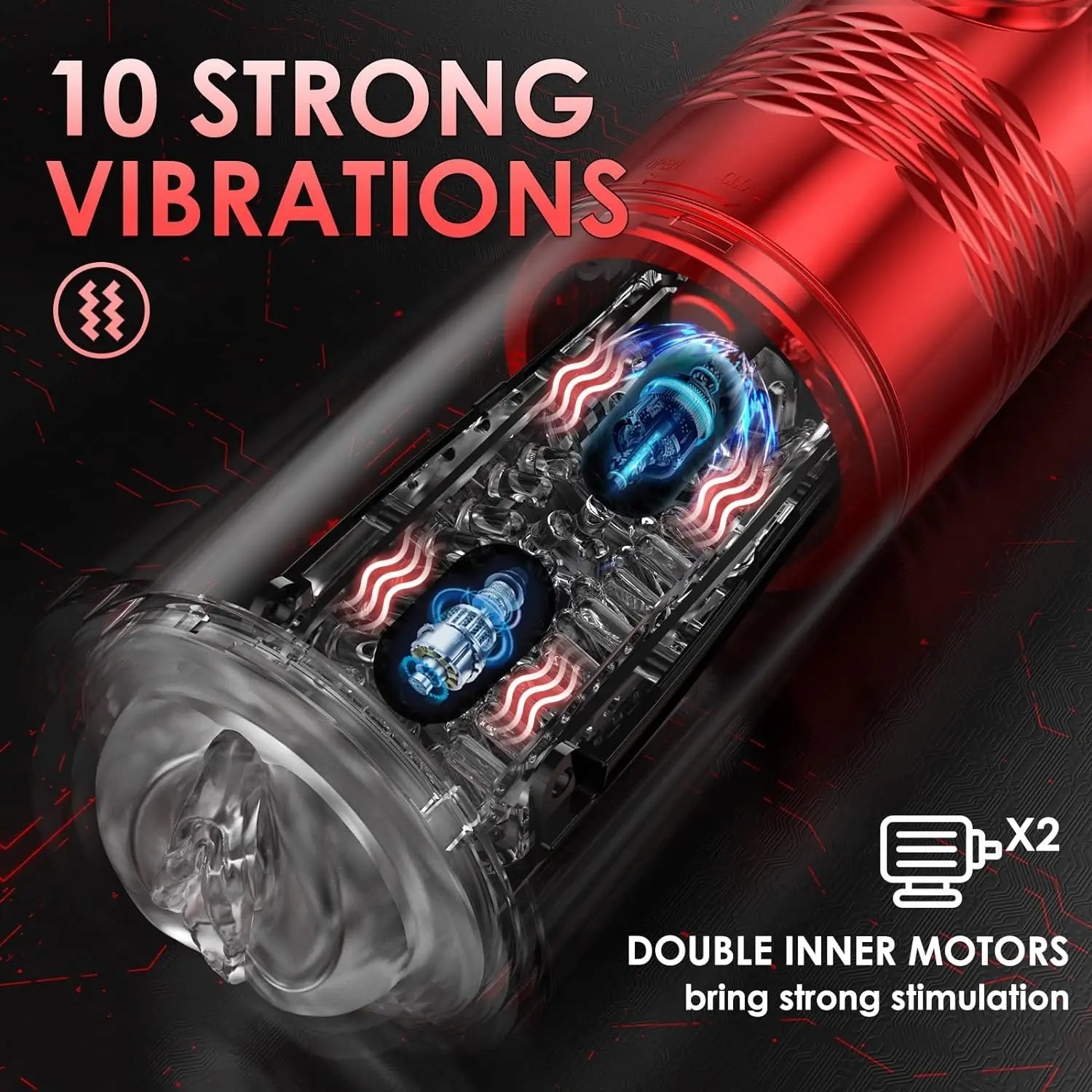 Male Masturbator Adult Sex Toys - Fully Automatic Male Masturbator with 10 Vibrations and 6 Thrusts, LCD Display Male Sex Toys f