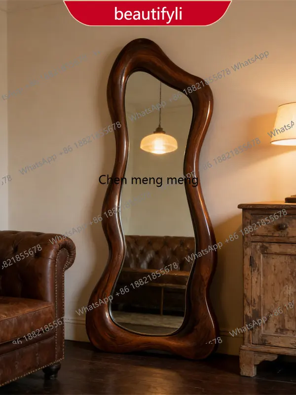 A17 American retro floor-to-ceiling full-length mirror special-shaped full-length mirror designer home irregular French style