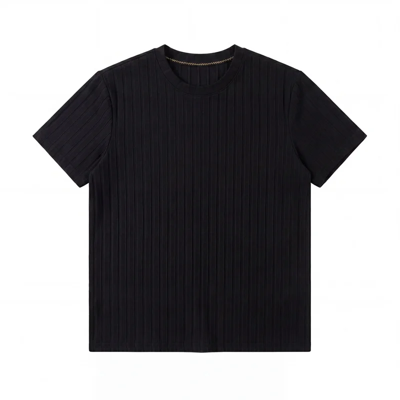 Business Casual Geripptes T-Shirt für Herren Kurzarm Weicher Stoff Bequeme Passform für Büroarbeit und formelle Freizeitveranstaltungen – Detail 12