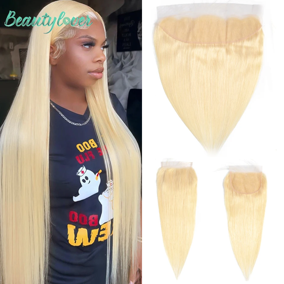 

613 Blonde Lace Frontal 13x4 Brazilian Remy Human Hair Ear to Ear Pre Plucked with Baby Hair Transparent 4x4 5x5 Lace Closure