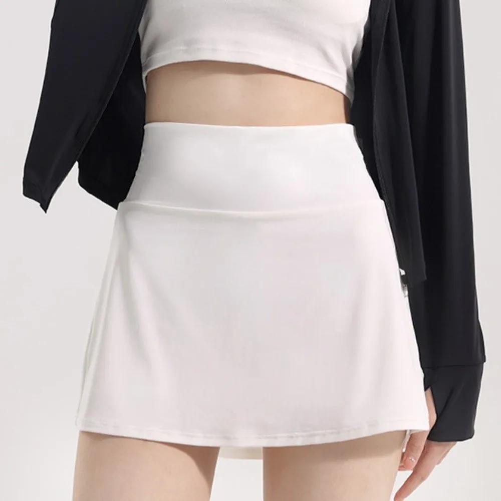 

Anti Glare Pleated Tennis Skirt with Lining Double Layer High Waisted Golf Skirts Breathable Solid Color Yoga Sport Skirt Female