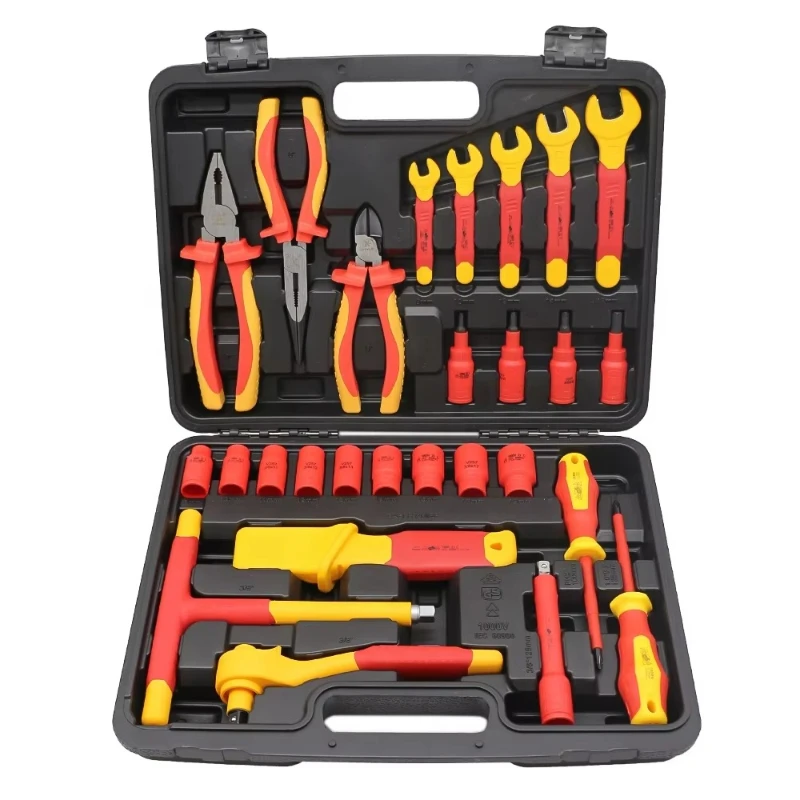 

28PCS 1000V Insulated Tools Kit Hand Powered Work Tools Insulated Ratchet Wrench Wire Pliers Other Tool Parts for Workbench Use