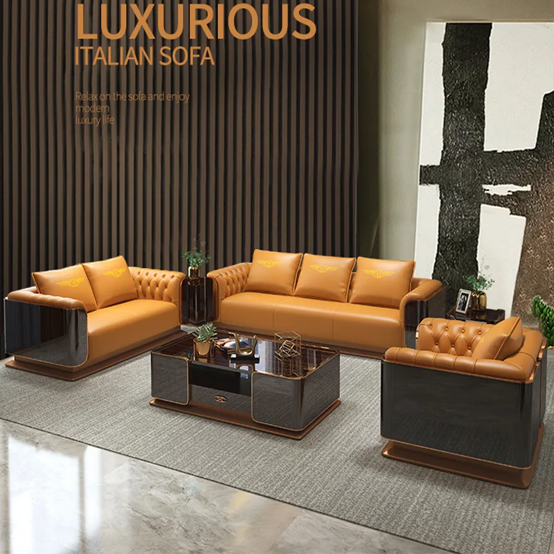 Luxurious Retro Style Exquisite Leather Sectional Living Room Sofa For Home Life