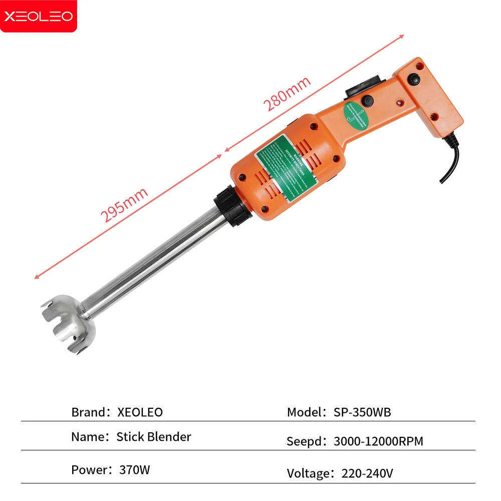 XEOLEO 370W Commercial Hand blender 220V Heavy duty Stick bar Immersion Blender Stirrer machine Mashing machine Soup vegetable