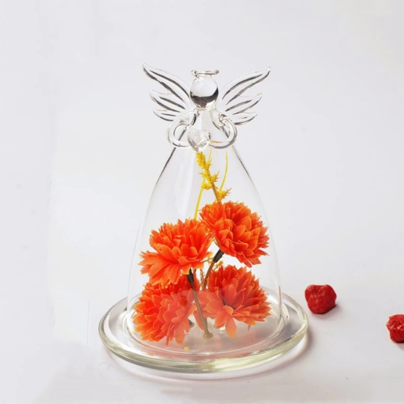 

Free Shipping 4sets/pack Angel Top Glass Dome Decorative Glass Base Cover Wedding Live Prop DIY Friend Favor Gift Handmade Gift