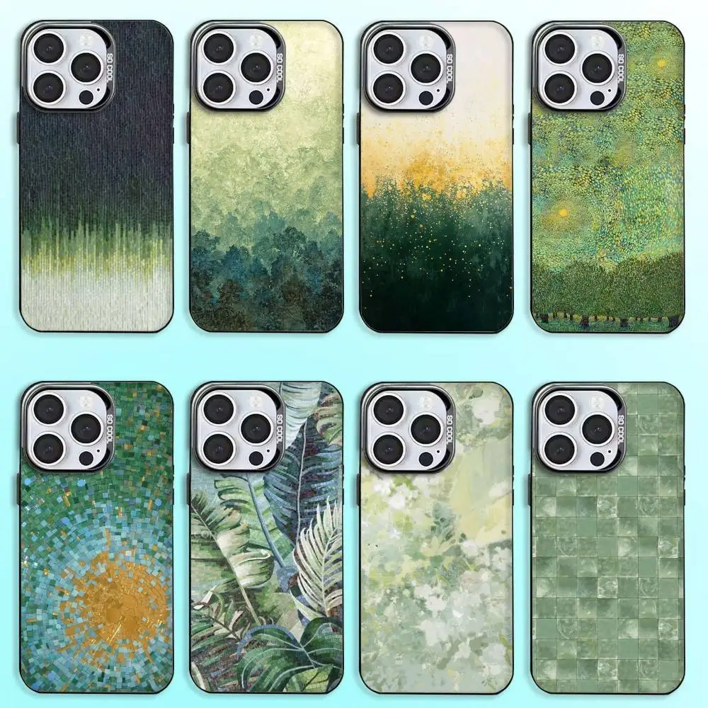 

Chic Mosaic Graffiti Green Rattan Phone Case For iPhone17,16,15,14,13,12,11 Plus,Pro Max Black Candy Matte Shockproof Cover