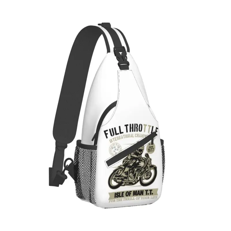 Fashion Vintage Isle Of Man TT Races Sling Crossbody Backpack Men Motorcycle Racer Sports Shoulder Chest Bag for Travel Cycling