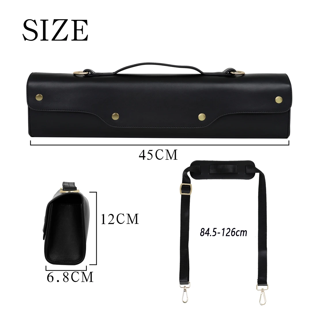 

17 Hole Black Flute Storage Box Case Portable Leather Bag With Non-woven Fabric Shoulder Bag Woodwind Instrument Accessories