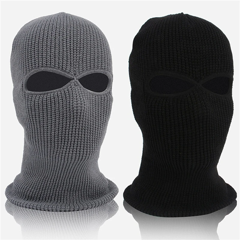 

1PC Winter Knit Cap Warm Soft 2 Holes Full Face Ski Hat Hood Motorcycle Helmet Army Tactical Hat Fashion Women Men