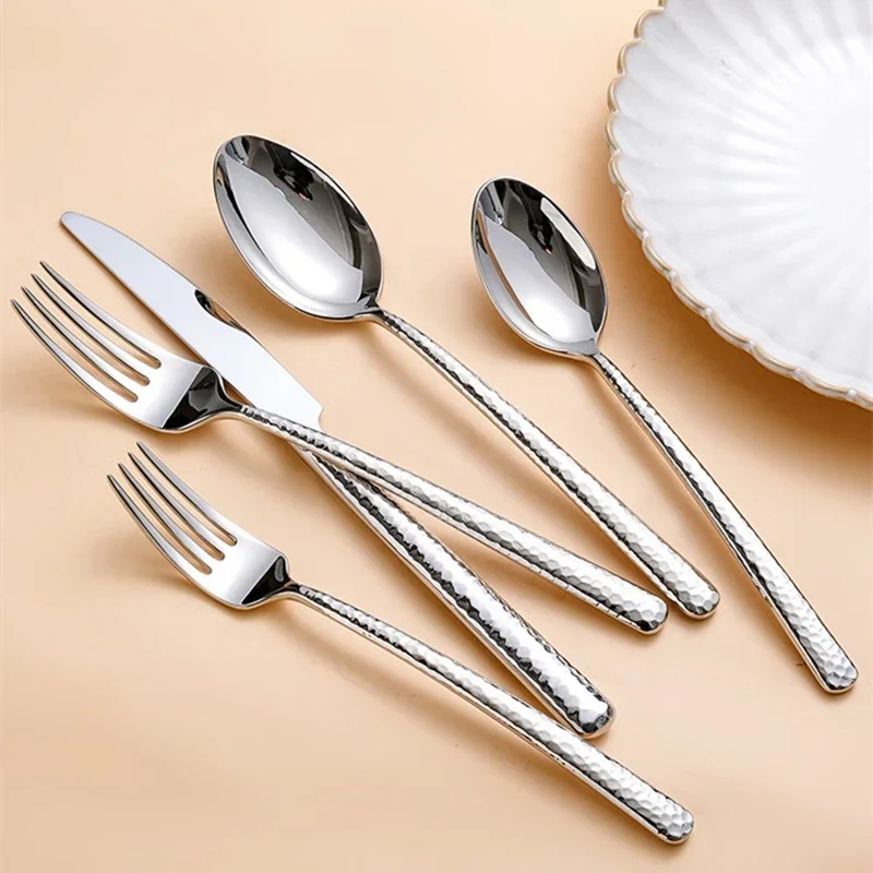 Luxury Silver Dots Stainless Steel Cutlery Set, Creativity Gift Set, Flatware Gold 304, 24Pcs, Europe Fashion, Drop Shipping