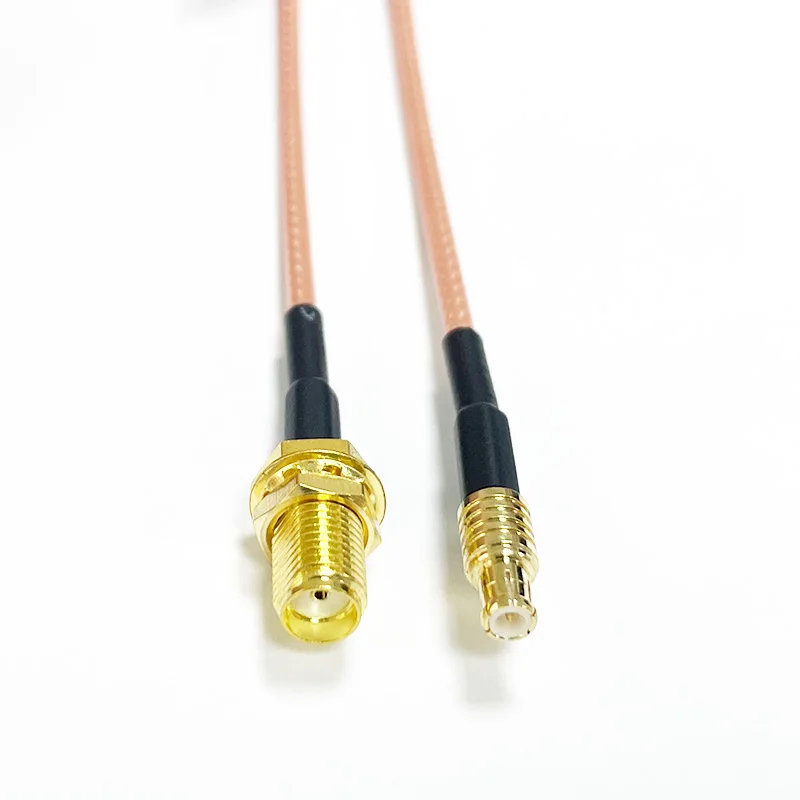 RG316 Brown RF coaxial Coax Cable Assembly SMA Female to MCX Male Right Angle