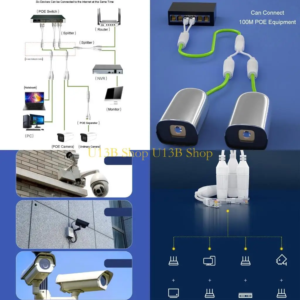 U13B عالي الأداء مقاوم للماء بوي فاصل محول في الهواء الطلق على Ethernet فاصل المكونات المضادة للتداخل واللعب--
