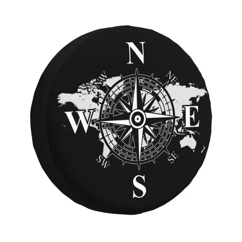 Compass With World Map Spare Tire Cover for Mitsubishi Pajero Jeep RV SUV Camper Car Navigate AdventureWheel Protector Covers