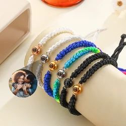 Custom Projection Bracelet Personalized Customized Photo Projection Braided Rope Bracelets Anniversary Memorial Jewelry Gift