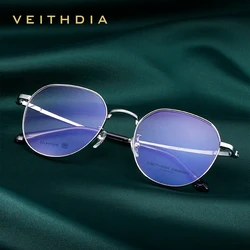 VEITHDIA Glasses Optical Titanium Alloy Frame Customizable prescription lens Eyeglasses Men Women Myopia Computer Eyewear V5587