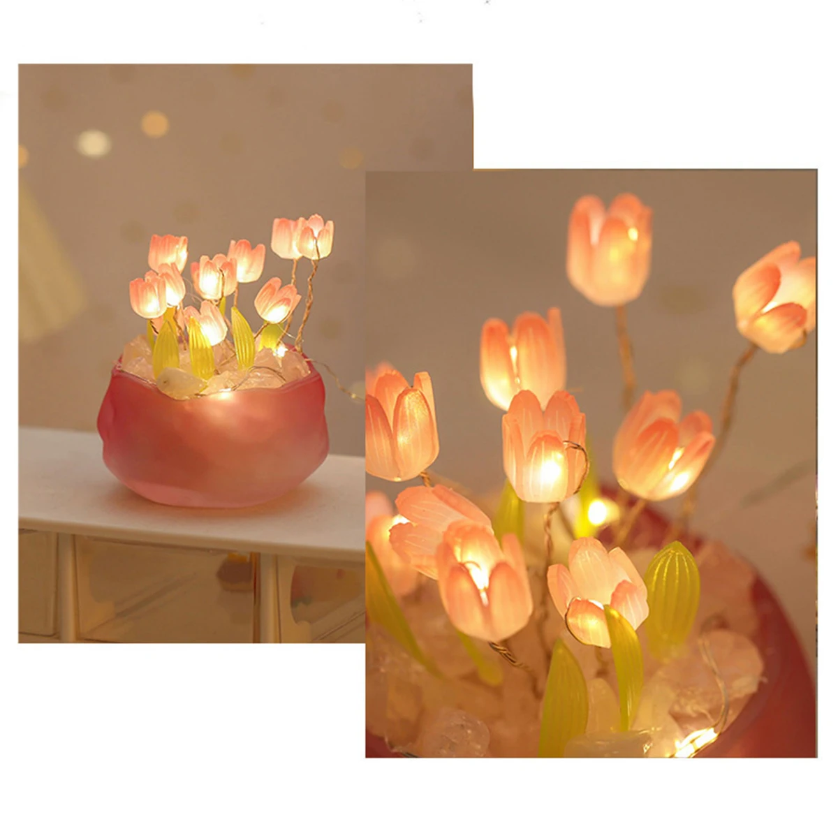 Tulip Led Night Light Diy Atmosphere Lamp Table Bedroom Creative 5/9 Blue Tulip For Girl Battery Ornaments Gift Birthday Bedside