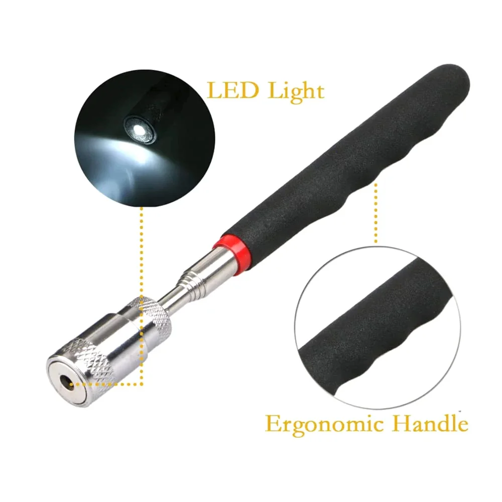 New Long Pen Telescopic Magnet Stick Telescopic Adjustable Magnetic Pick-Up Tools Magnetic Telescopic Magnet Grip with LED Light