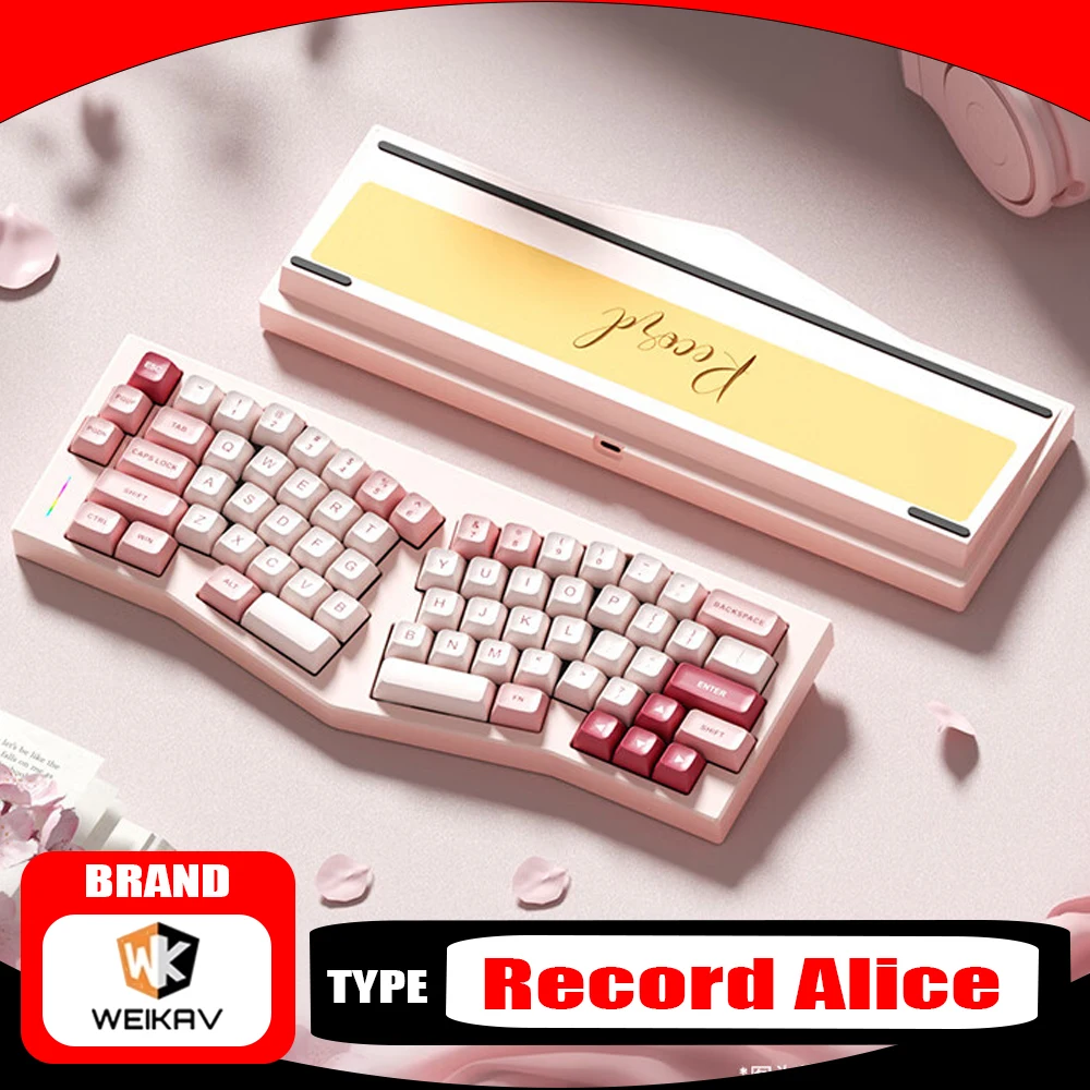 Weikav Record Alice Mechanical Keyboard Aluminium Kits Tri Mode Dynamic Rgb Gaming Keyboard Customize Hot Swap Ergonomics Gifts