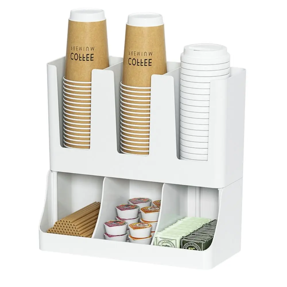 6 Compartments Upright Paper Cup Dispenser Multi-Functional Space Saving Cup Organizer Rack Stable Stackable Bar Cup Storage