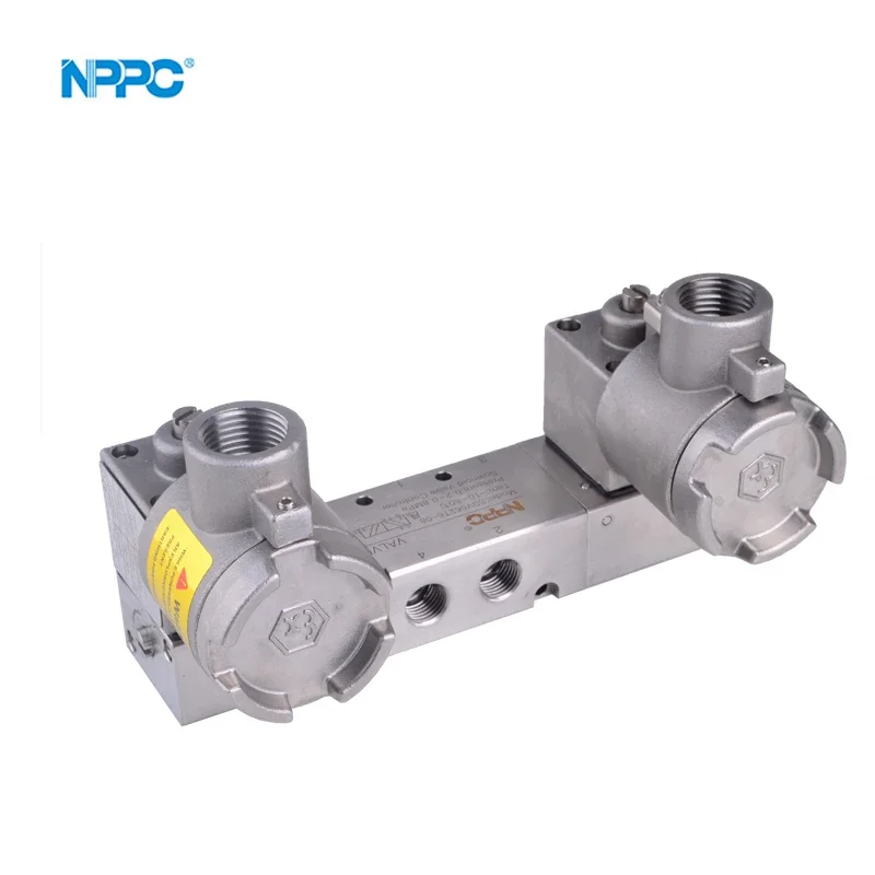 NPPC สแตนเลส SUS316 โซลินอยด์วาล์วป้องกันการระเบิดหัวคู่ขนาดพอร์ต 02 ประเภทการติดตั้งท่อคู่มือการสนับสนุนผู้ปฏิบัติงาน