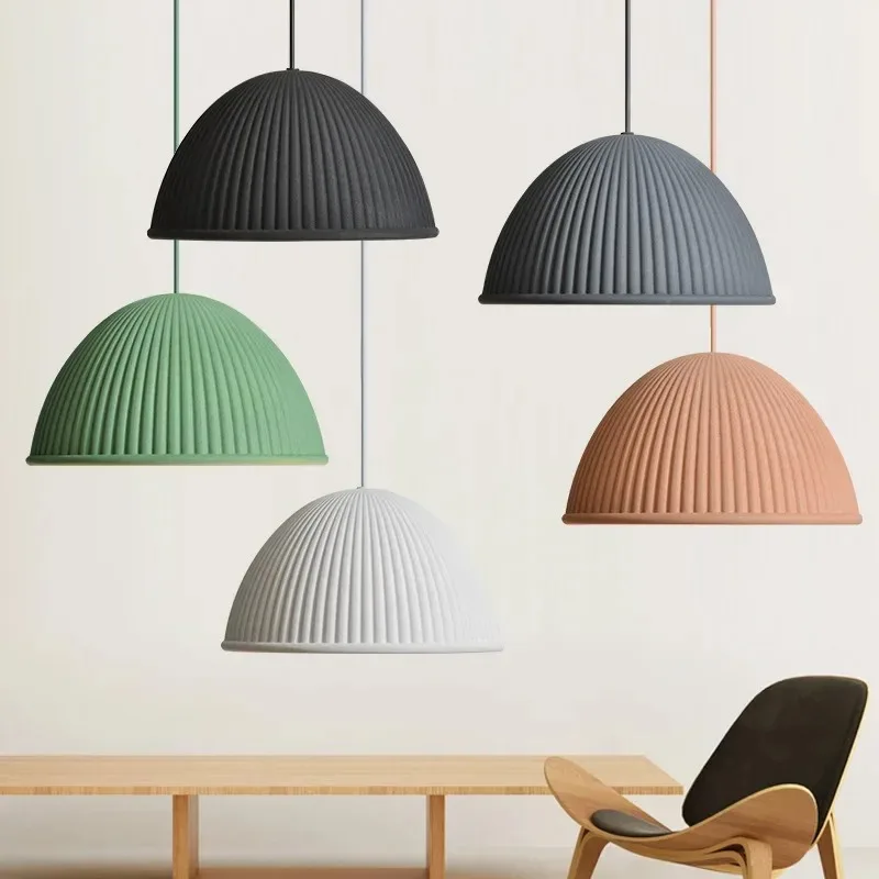 

Modern Ribbed Resin Hanging Pendant Light Wabi Sabi LED Dome Lamp for Living Room Dining Room Loft & Restaurant Home Decor Lamp