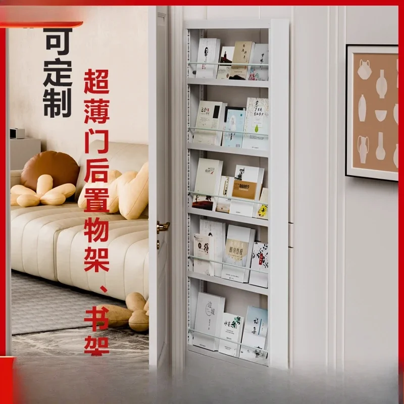 Pin is worry-free, customizable steel ultra-thin bookshelf, narrow picture book rack behind the door, integrated storage rack ag