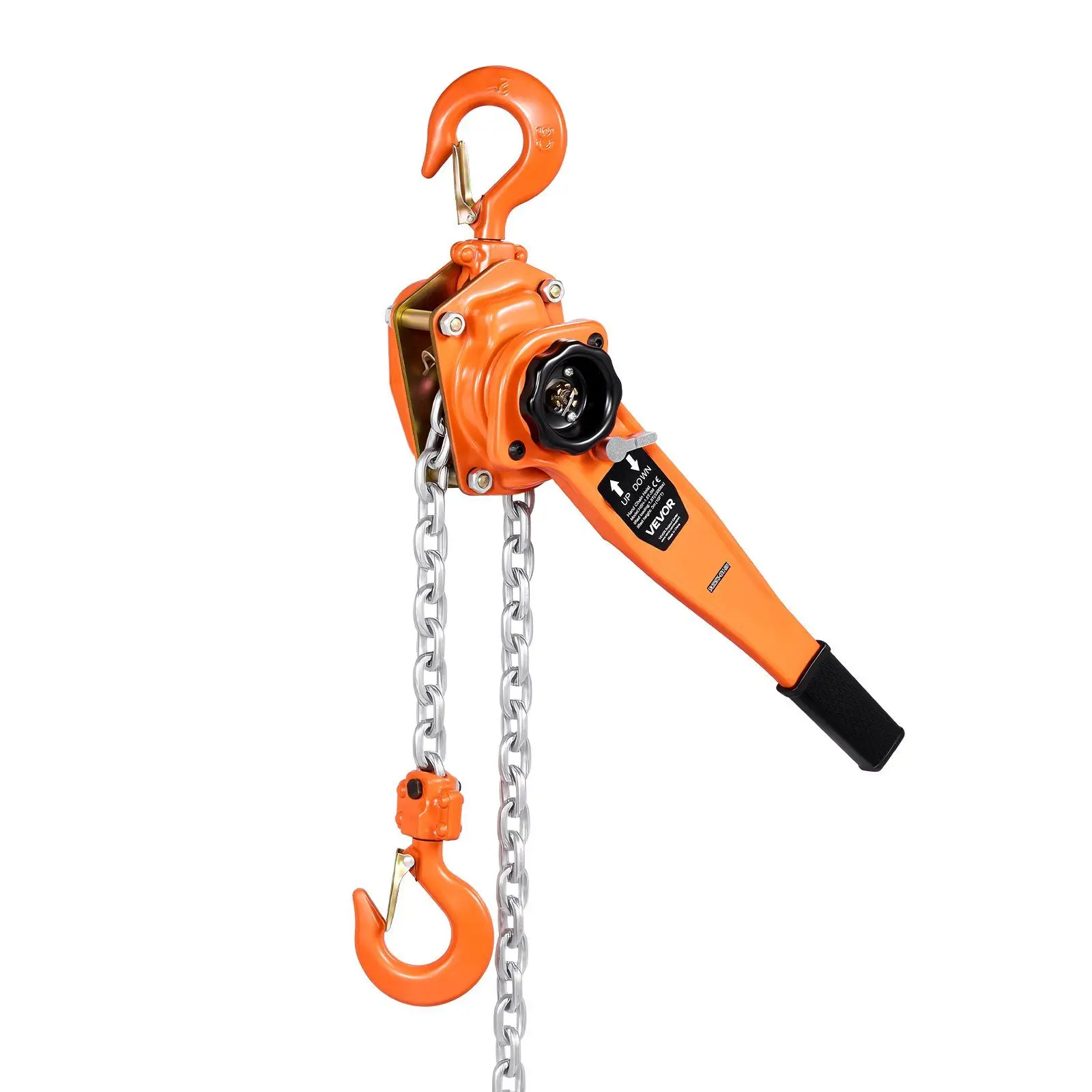 1.5T/3300LBS Manual Lever Chain Hoist 10FT G80 Alloy Steel Chain with Dual Pawl Brake & 360° Hooks for Warehouse Construction
