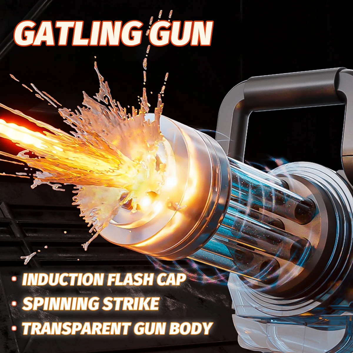 لعبة مسدس الماء جاتلينج الأوتوماتيكية مع إضاءة رائعة مسدس شفافة بود مسدس ناسف مدفع حمام سباحة صيفي هدية للأطفال البالغين #2