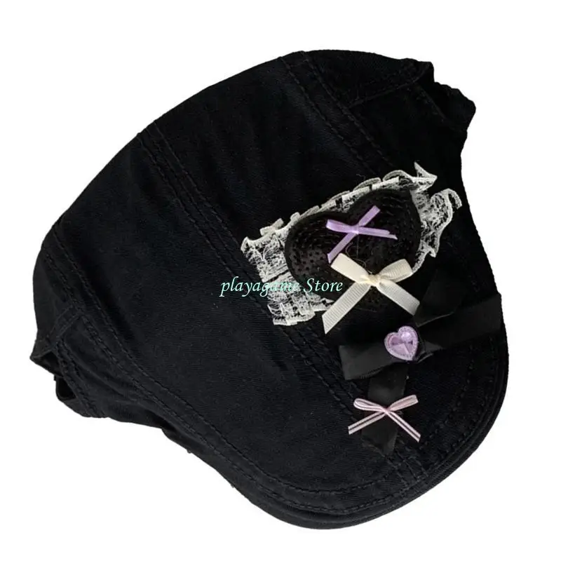 

Y88A Шляпа художника для девочек, французский берет, шляпа в форме сердца, кружевной берет для праздничной фотографии