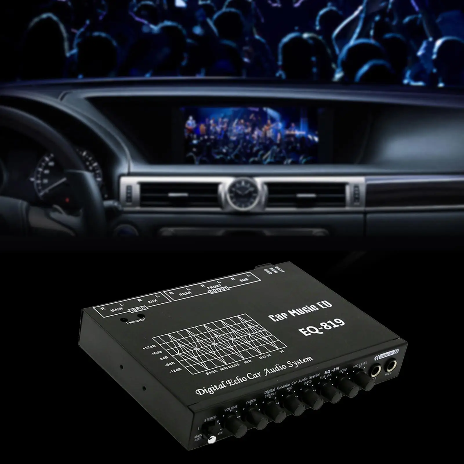 Car Audio Graphic Equalizer Replacement Part Compact Size for Car Audio Control and Bass Management