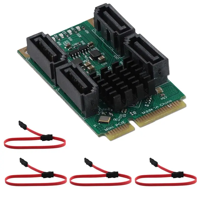 Delicate Texture-Expansion Adapter PCIE To SATA Expansion Card Full Height MPCI-E To Quad SATA HDD Interface Adapter Card For Sy