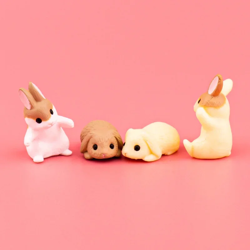 Cute Kawaii Capsule Toy Miniatures Figurines Mini Cute Bunny Makeup Set Decoration DIY Accessories Doll Gashapon Figures