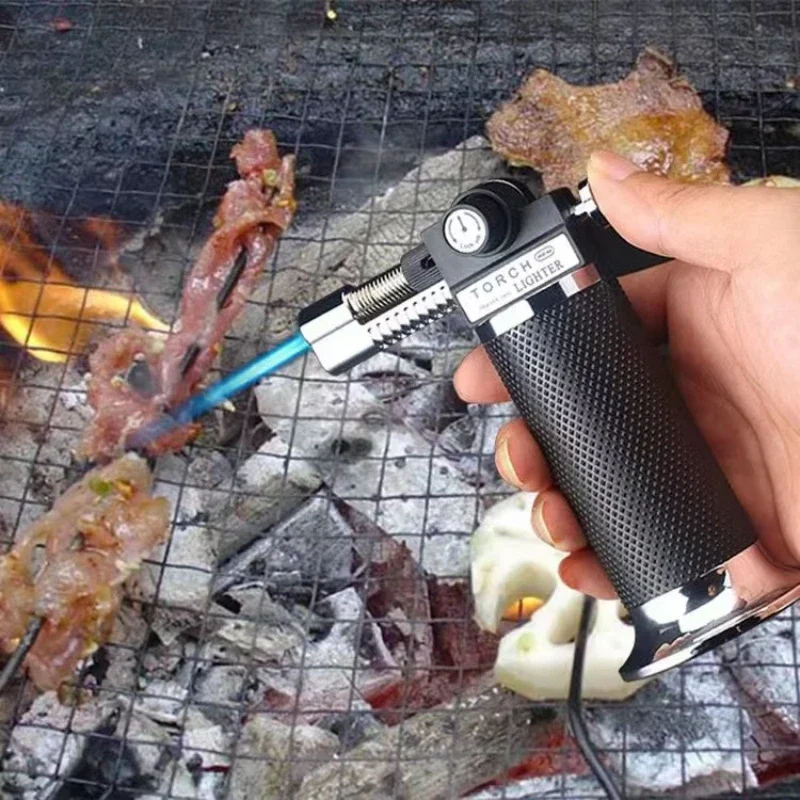 New Outdoor BBQ Torch Turbo Cigar Lighter Spray Gun Jet Butane Lighter For Kitchen 1300 C Fire Windproof Lighter No Gas