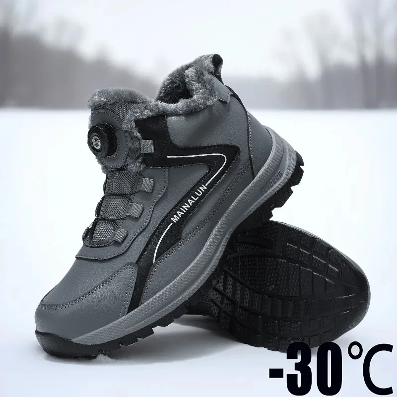 Large size men's shoes 2026 snow boots winter with plush warm cotton shoes men's boots