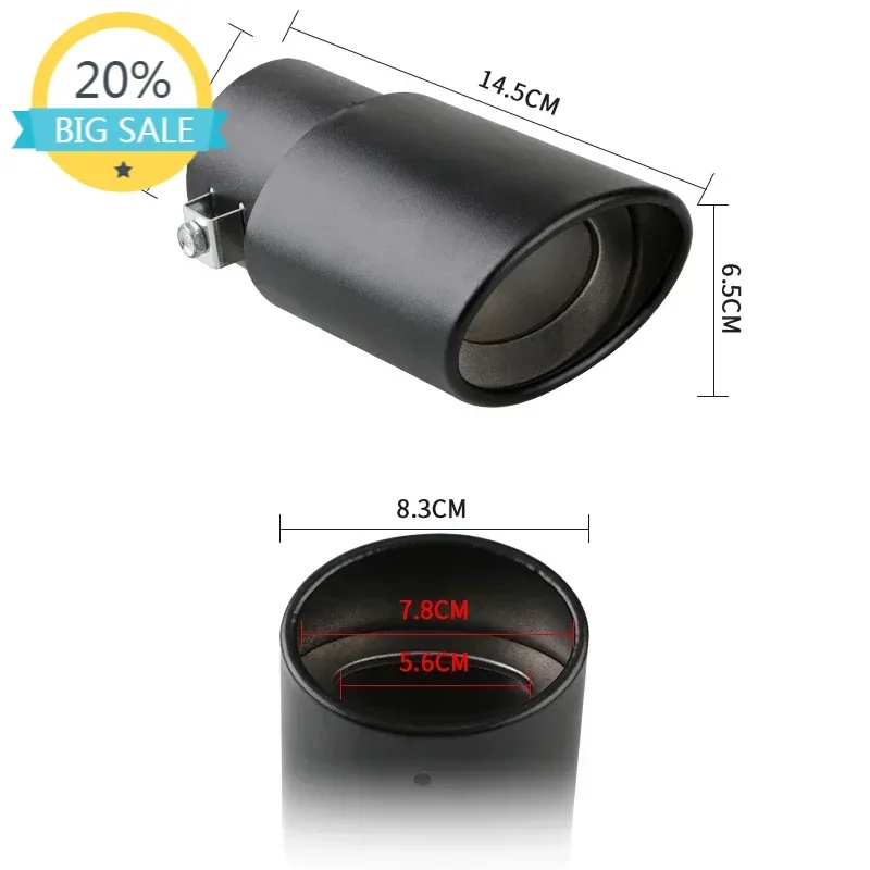 

1PCS 2.5" Inlet Car Auto Exhaust Muffler Tip Pipe Stainless Steel Chrome Trim Rear Tail Throat For Most Cars
