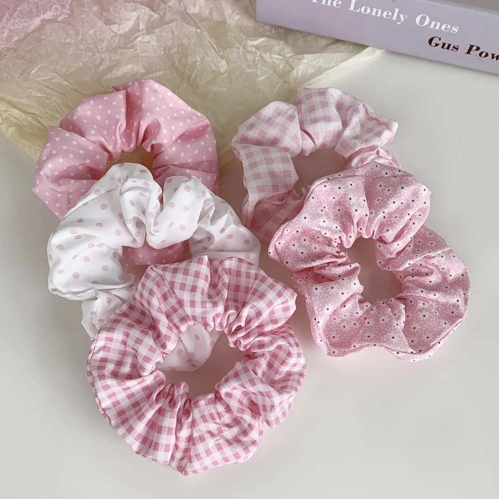 5 uds. Lazos para el cabello de lunares, elegantes y bonitos coleteros de tela con estampado de flores, diademas de puntos florales dulces, estilo académico para edades