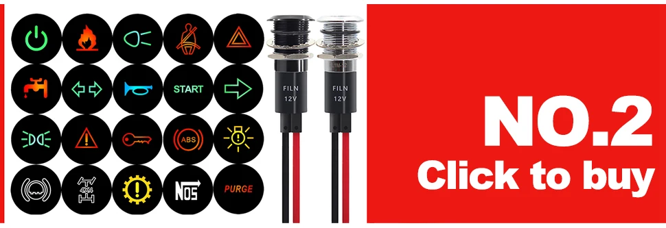 FILM 12V 24V Symbol Pilot Led Licht Metall Anzeige 8mm 10mm 12mm 14mm 16mm Auto Dashboard Lkw Dash Bau Marine – Detail 2