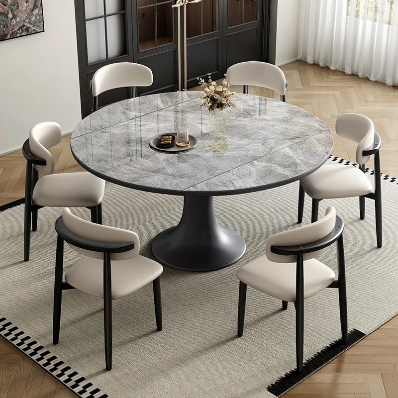 Wood Extendable Dining Table Waterproof Round Home Luxury Dining Table Relaxing Modern Set Sala Da Pranzo Kitchen Furniture