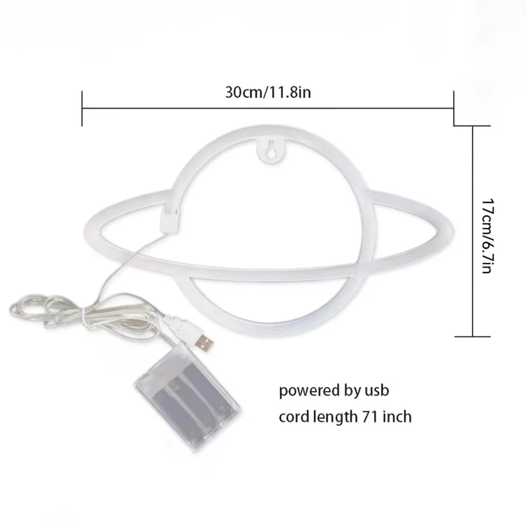 1Pc, Planet Shape Neon Light,Usb or Battery Powered,For Game Room,Bedroom,Party,Birthday Arrangement,Gifts(Battery Not Included)