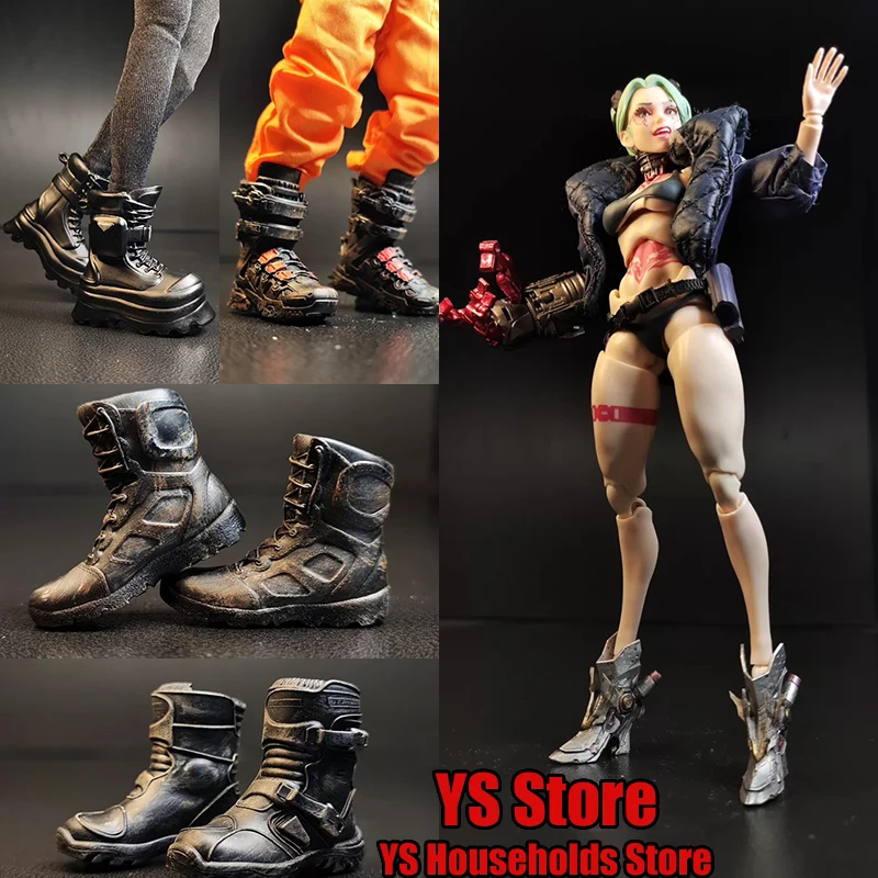 

1/12 Jessica Female Soldier Punk Style Heels Motorcycle Functional Boots Gothic Shoes Toys Accessory For 6" Action Figure Body