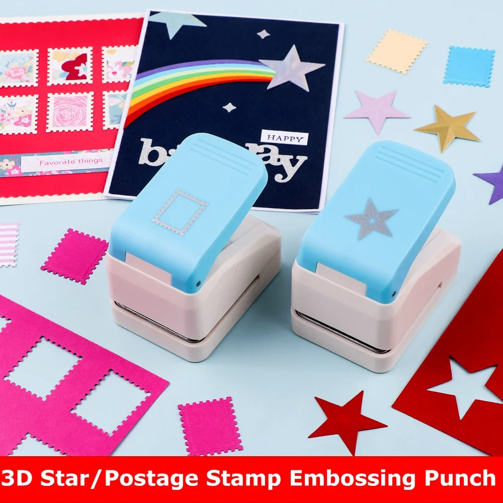 

1Pc 3D Star/postage Stamp Embossing Punch Punches Score Tools for Album Scrapbooking Journaling Paper Craft Diy Card Making