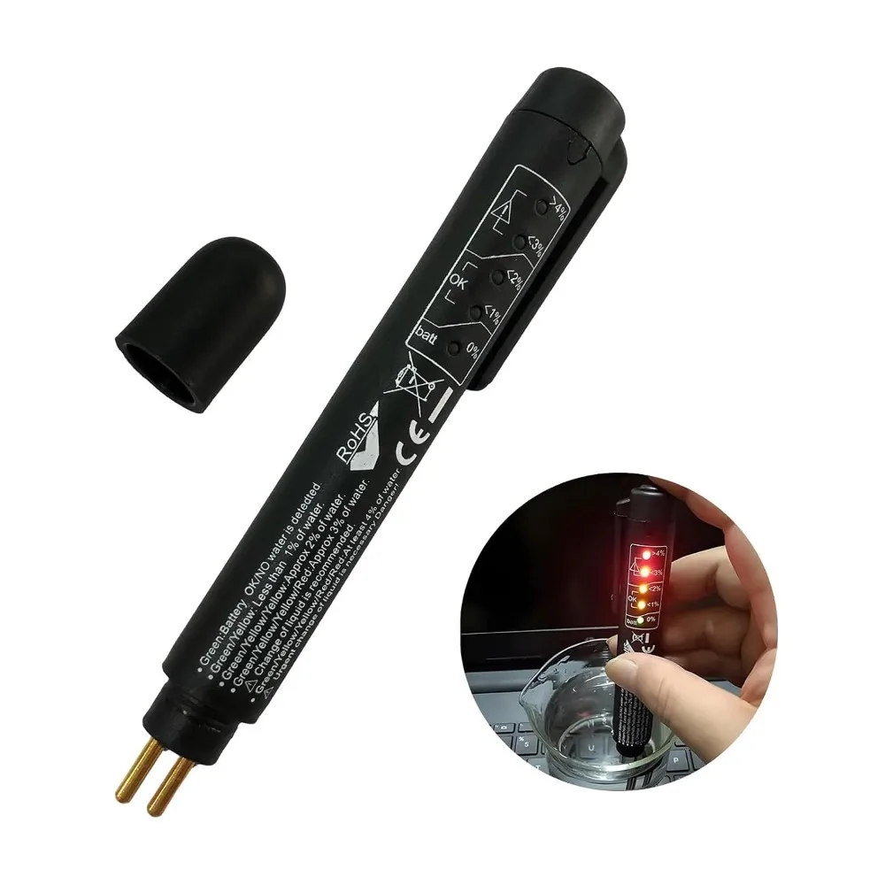 Brake Fluid Liquid Tester Pen, Hydraulic Fluid Liquid Oil Moisture Analyzer with 5 LED  Auto Brake Diagnostic Testing Tool