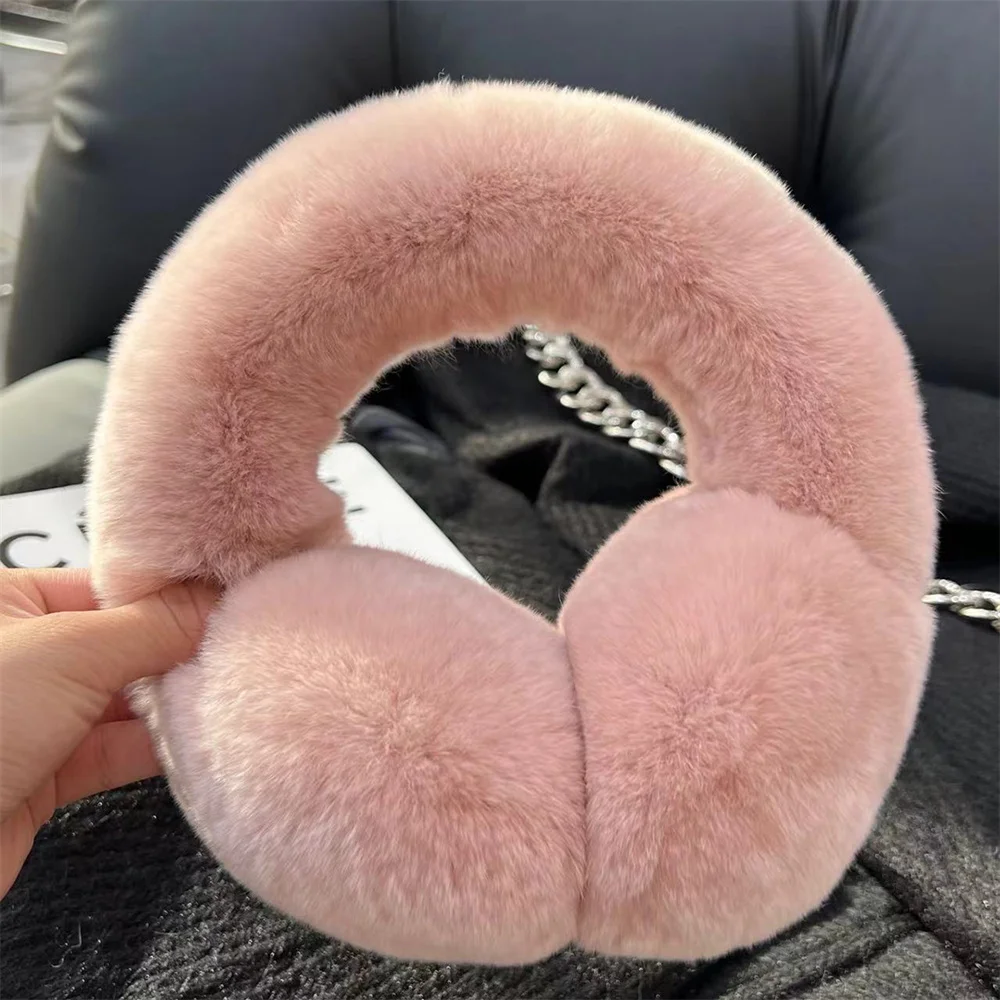 Real Fur Rex Rabbit Earmuffs WInter Russian Women Warm Genuine Fur Earmuff  Fashion Lovely Natural Fur Earflaps Wholesale Retail