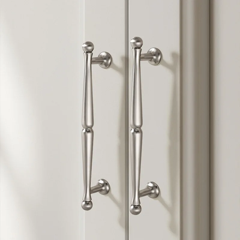 Guangluo Modern Minimalist Matte Brushed Silver Handles Zinc Alloy Wardrobe Door/cabinet Drawer Pull Handle – Solid French-style